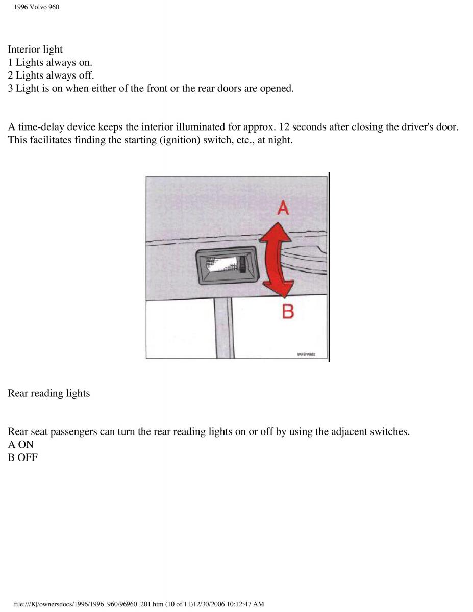 Volvo 960 owners manual / page 99