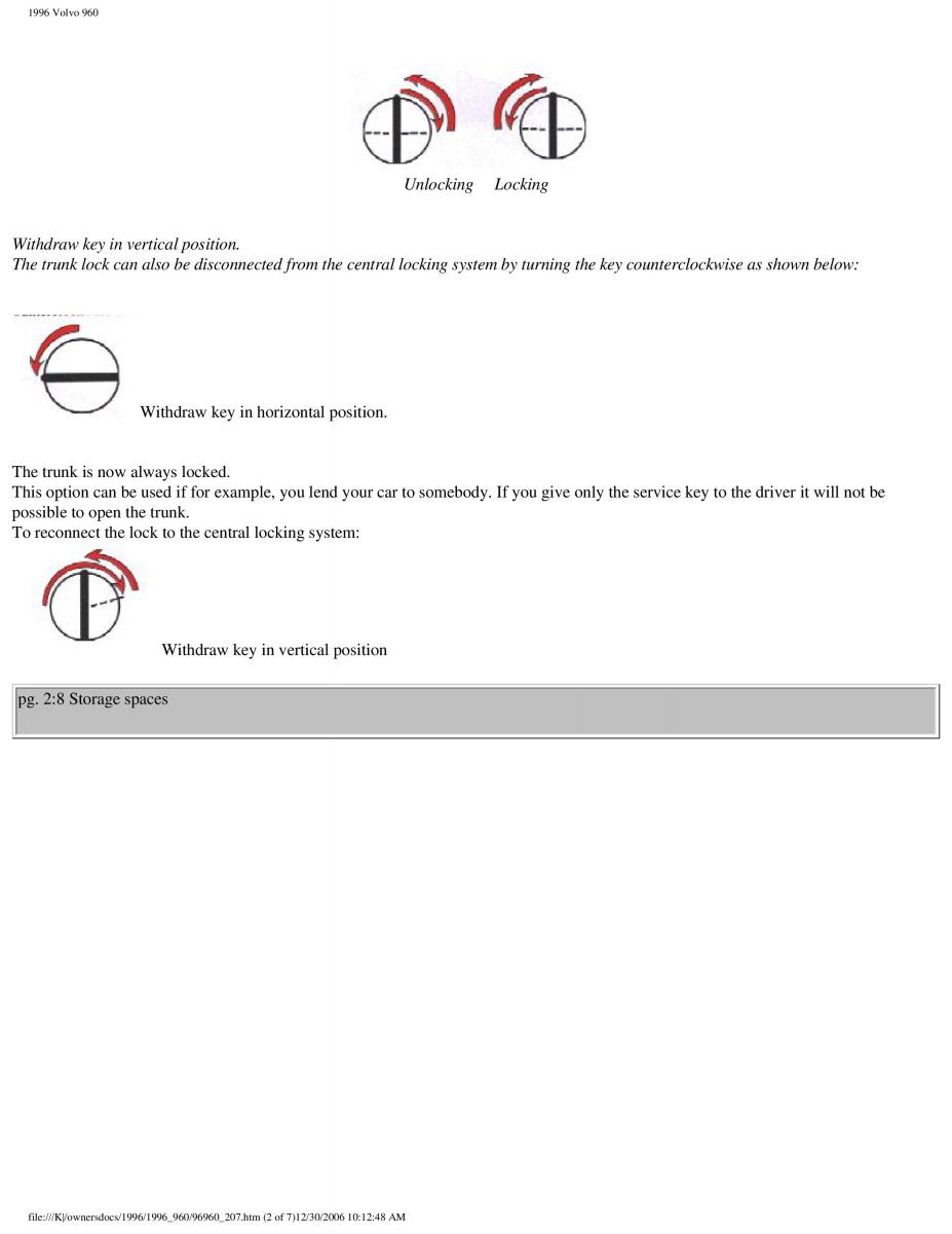 Volvo 960 owners manual / page 102