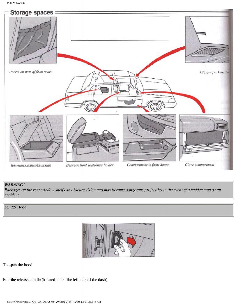 Volvo 960 owners manual / page 103