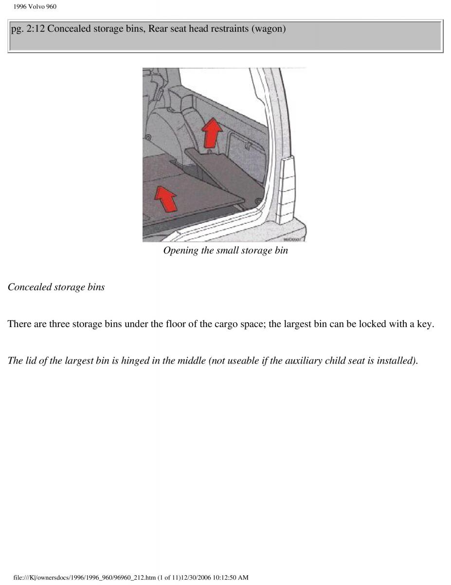 Volvo 960 owners manual / page 108