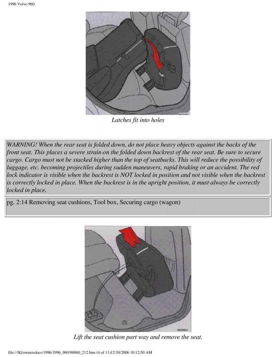 Volvo 960 owners manual / page 111