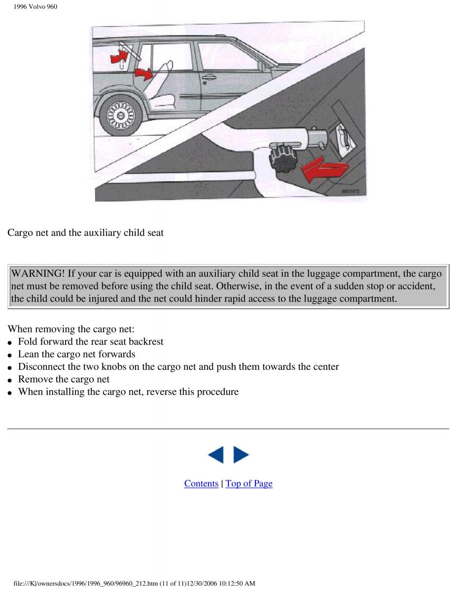 Volvo 960 owners manual / page 118