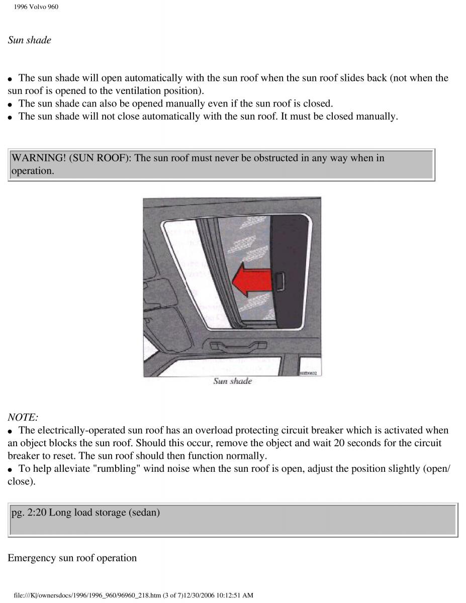 Volvo 960 owners manual / page 121