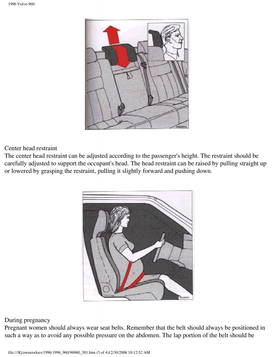 Volvo 960 owners manual / page 128