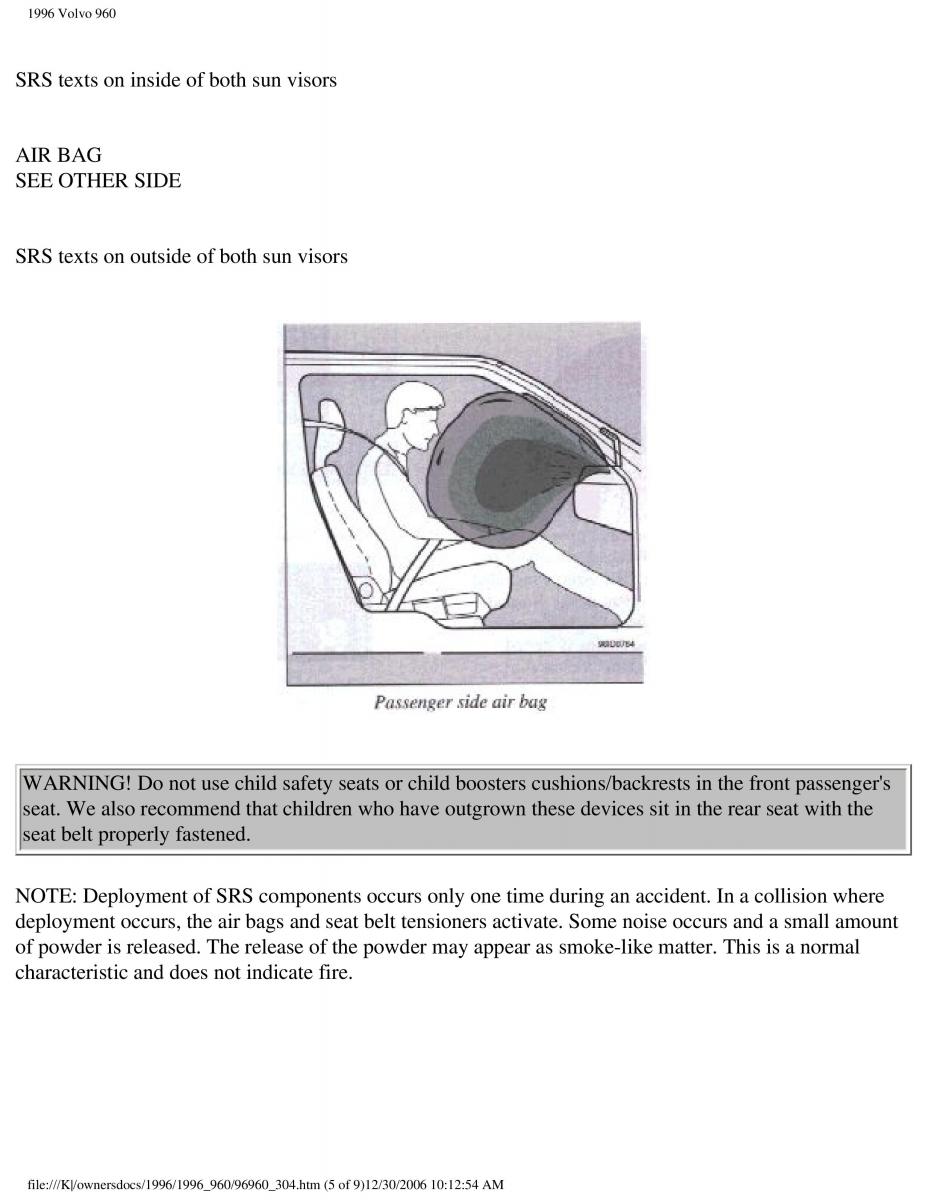 Volvo 960 owners manual / page 134