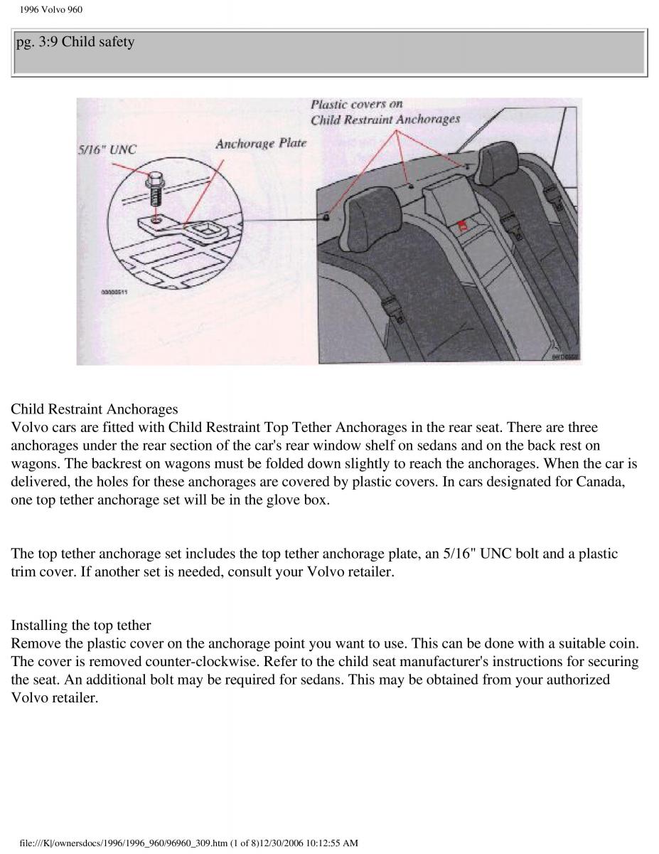 Volvo 960 owners manual / page 139