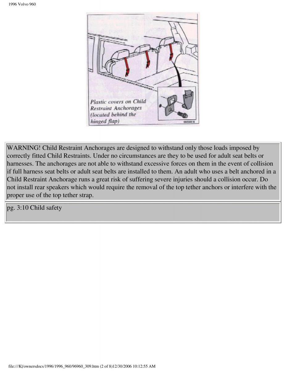 Volvo 960 owners manual / page 140