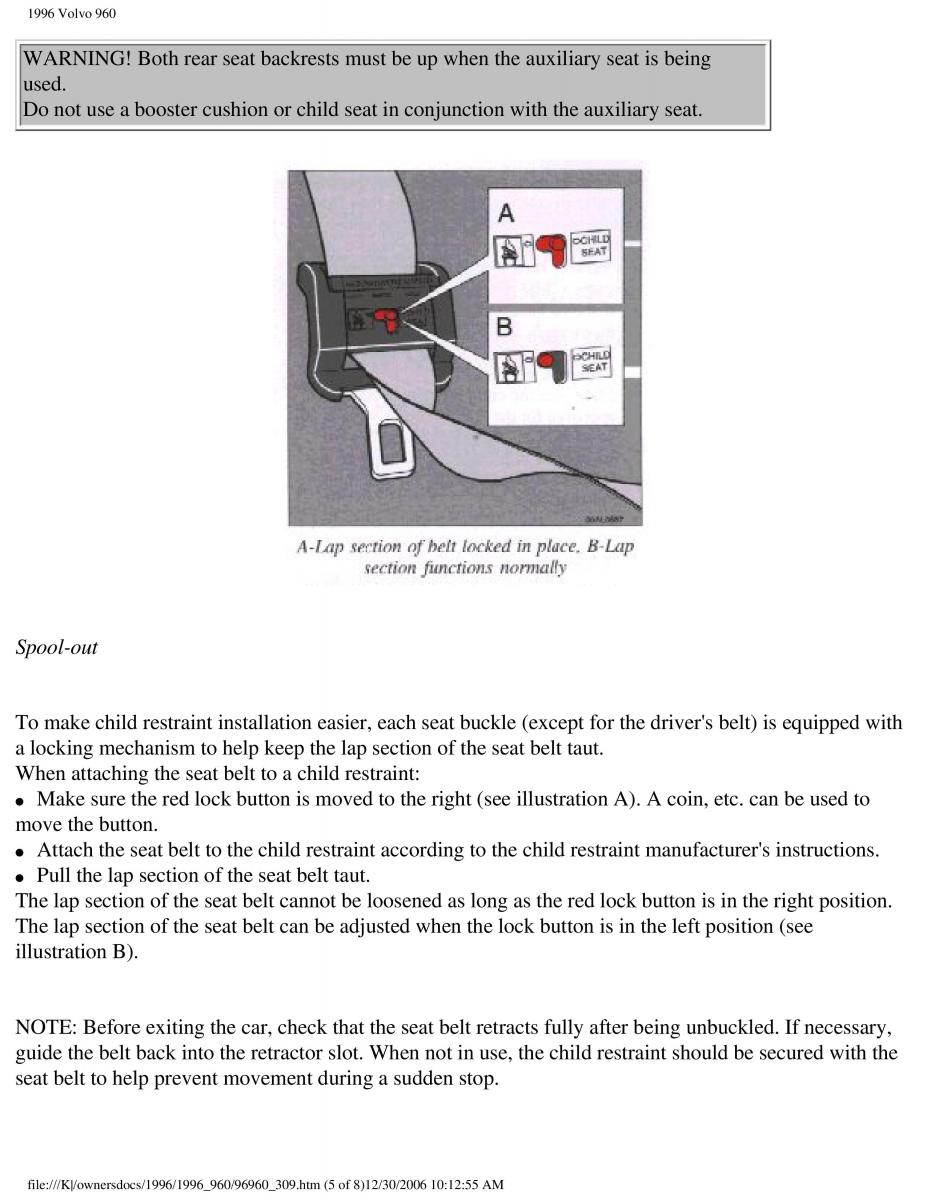 Volvo 960 owners manual / page 143