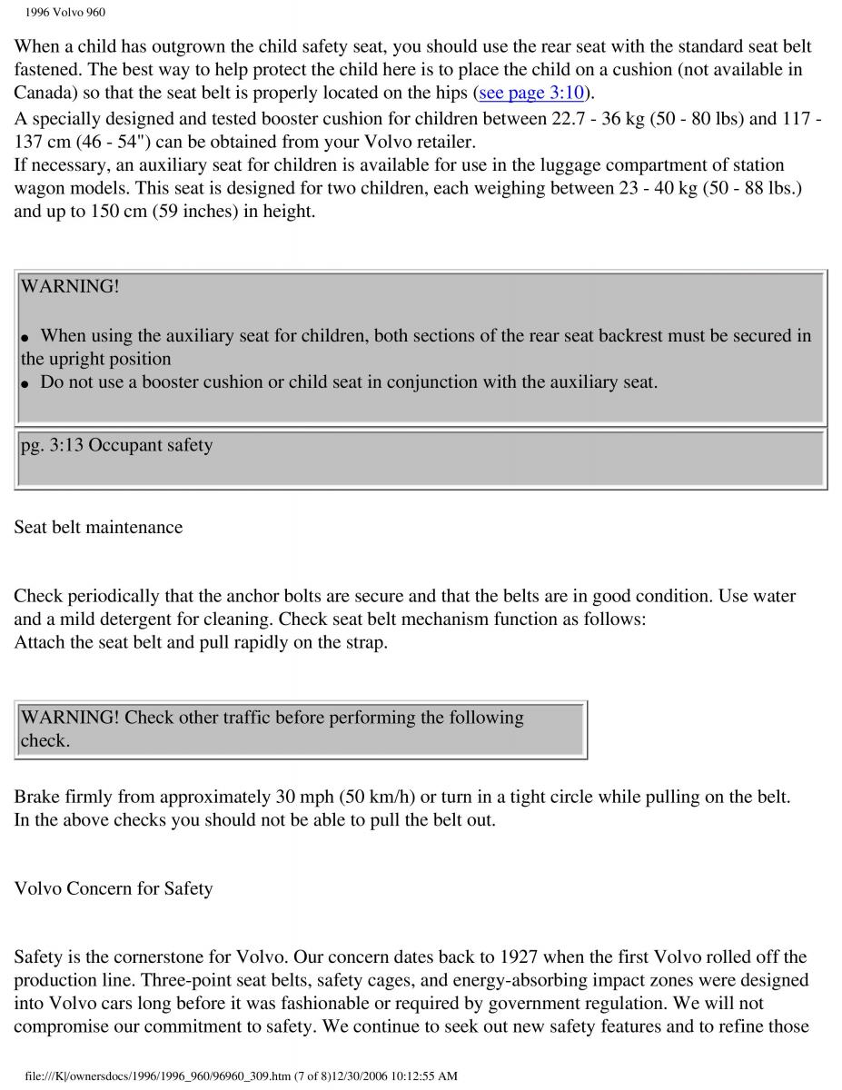 Volvo 960 owners manual / page 145