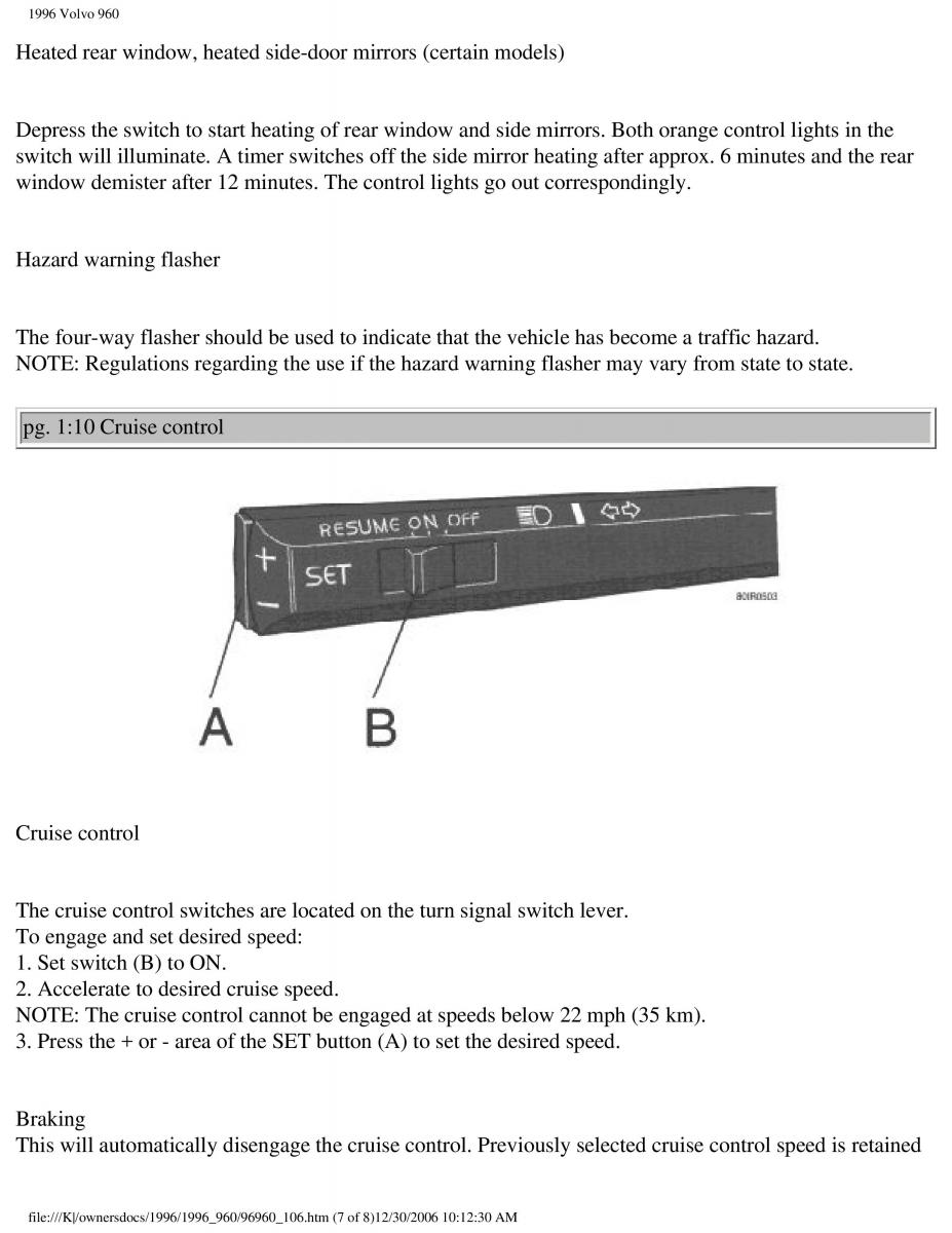 Volvo 960 owners manual / page 15