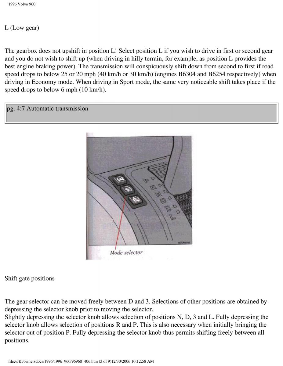 Volvo 960 owners manual / page 156