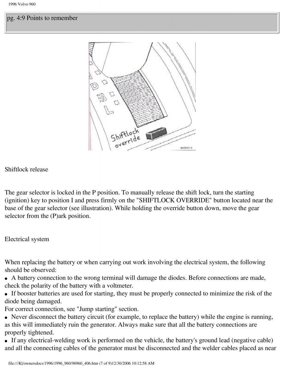 Volvo 960 owners manual / page 160