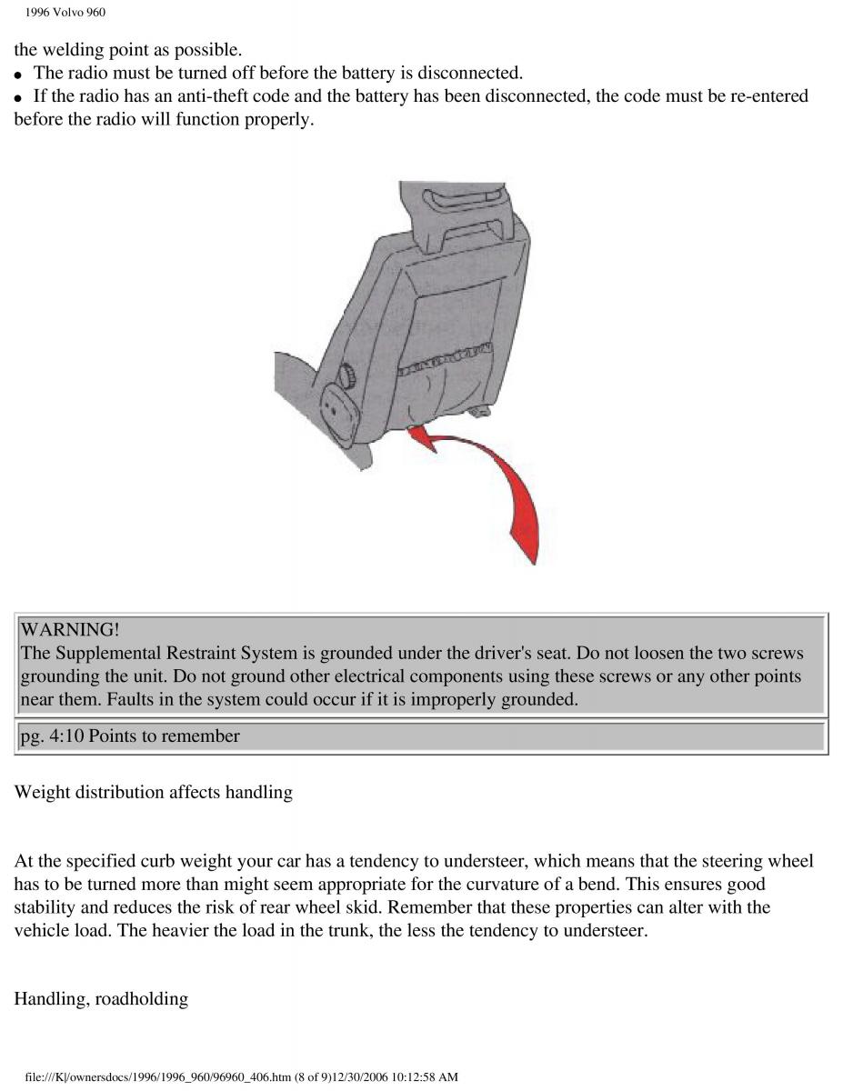 Volvo 960 owners manual / page 161