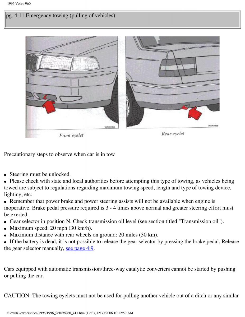 Volvo 960 owners manual / page 163