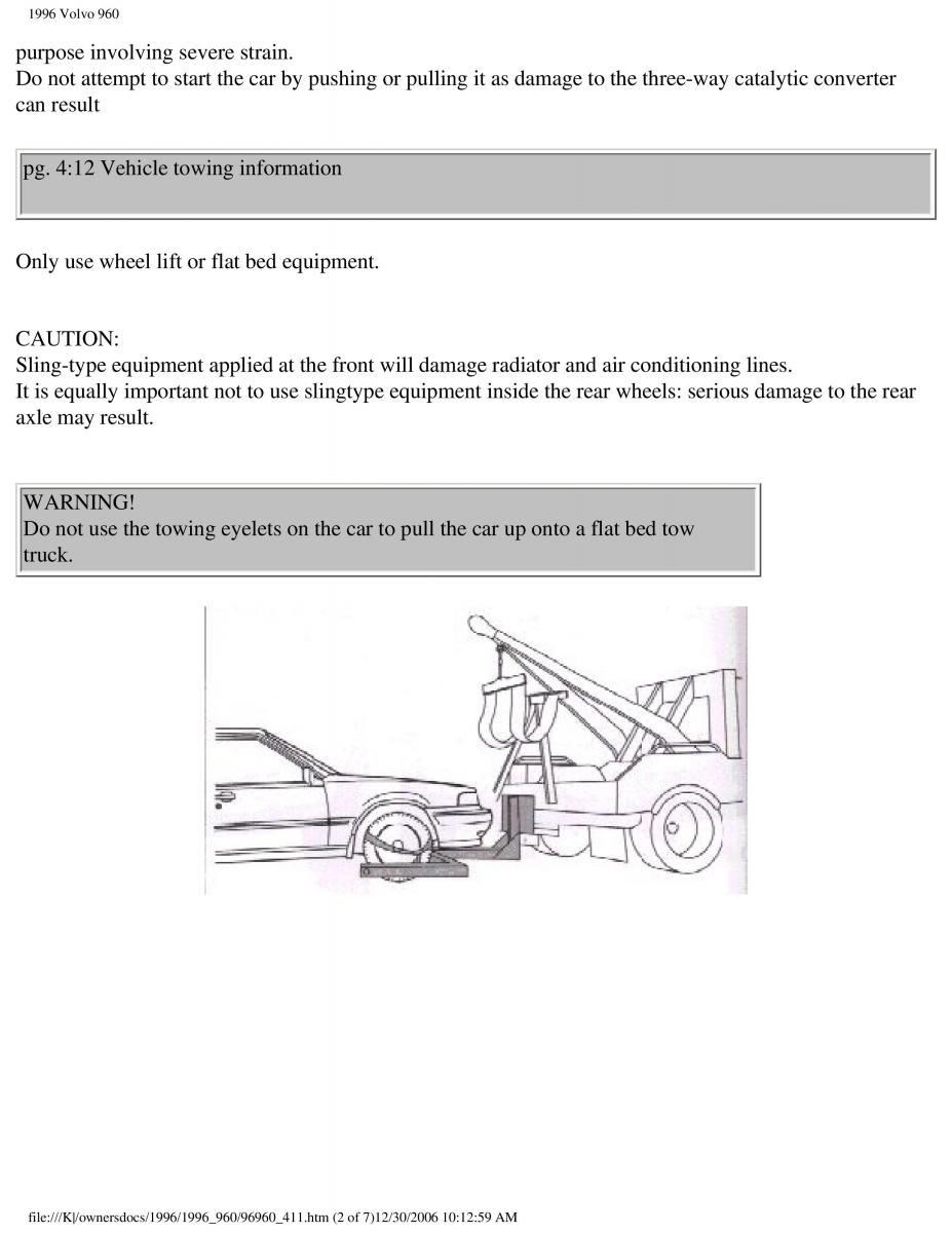 Volvo 960 owners manual / page 164