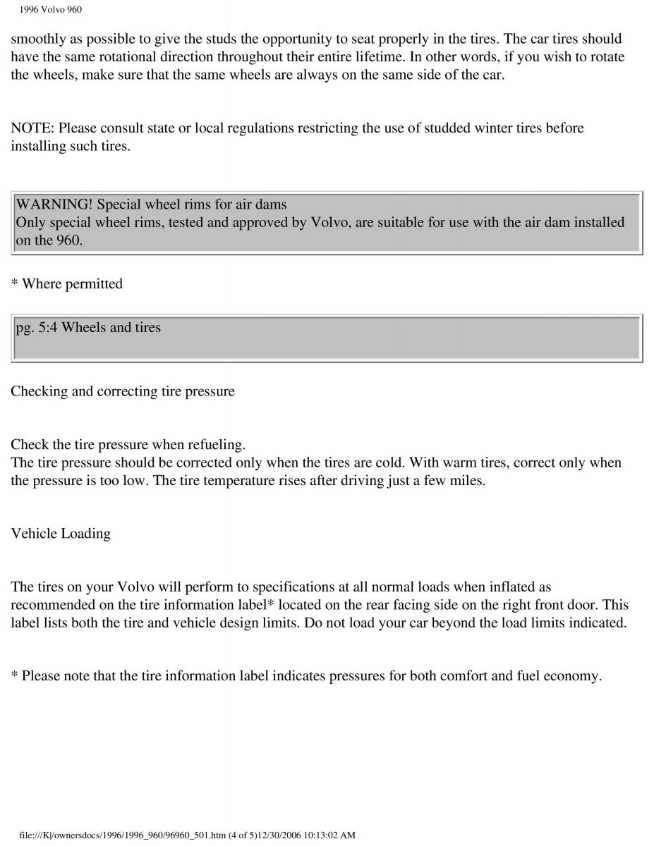 Volvo 960 owners manual / page 177