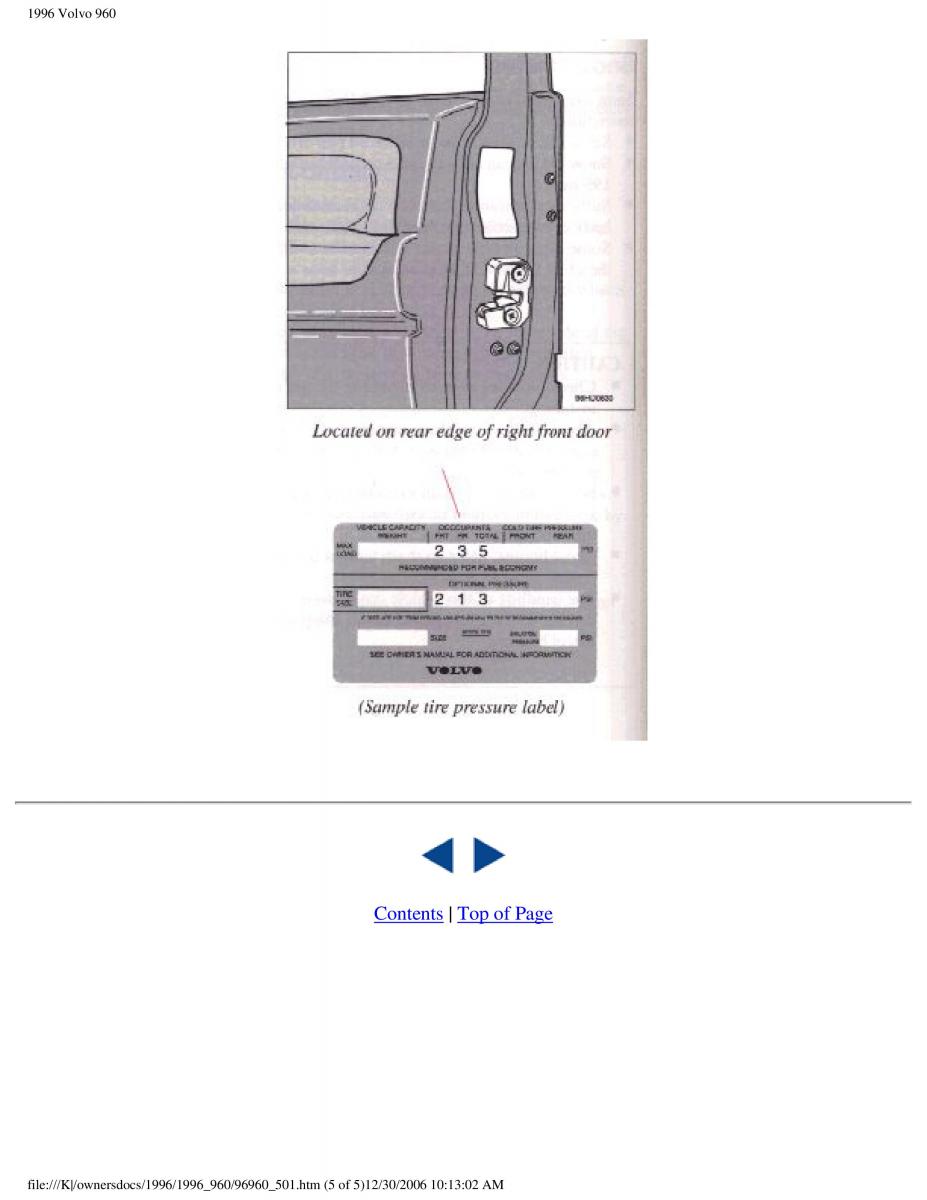 Volvo 960 owners manual / page 178