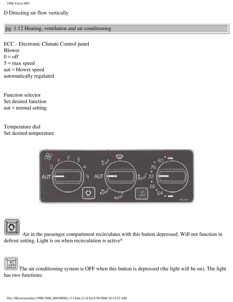 Volvo 960 owners manual / page 18