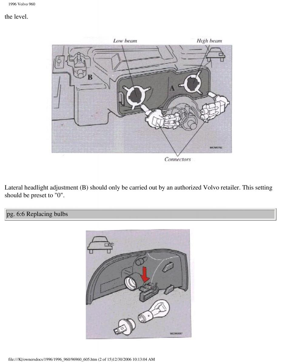 Volvo 960 owners manual / page 185