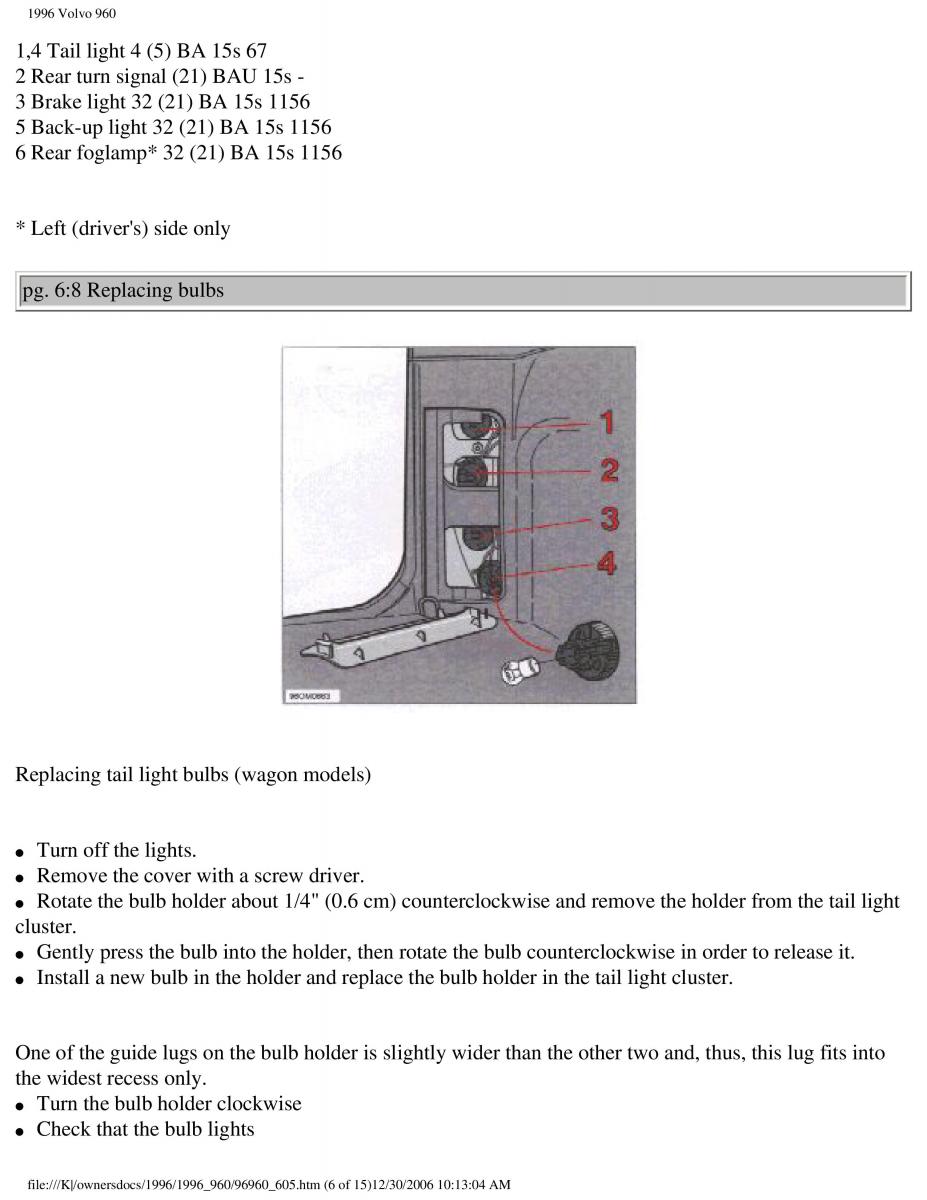 Volvo 960 owners manual / page 189