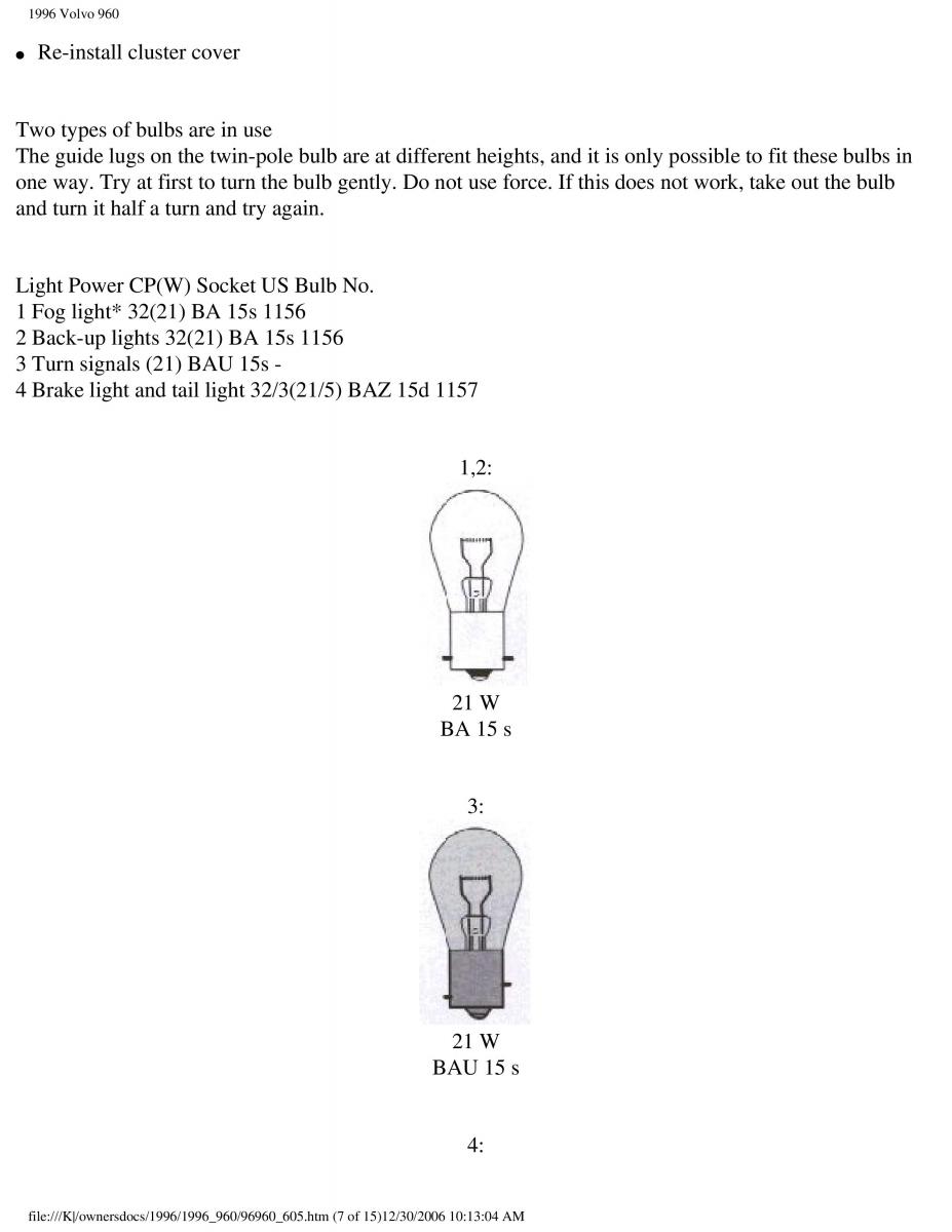 Volvo 960 owners manual / page 190