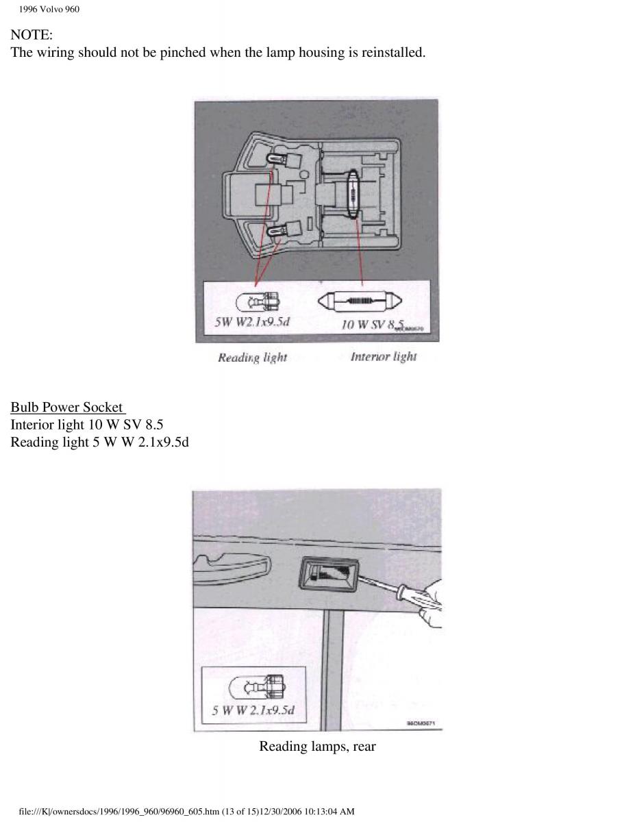 Volvo 960 owners manual / page 196