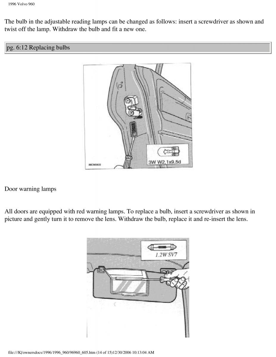 Volvo 960 owners manual / page 197