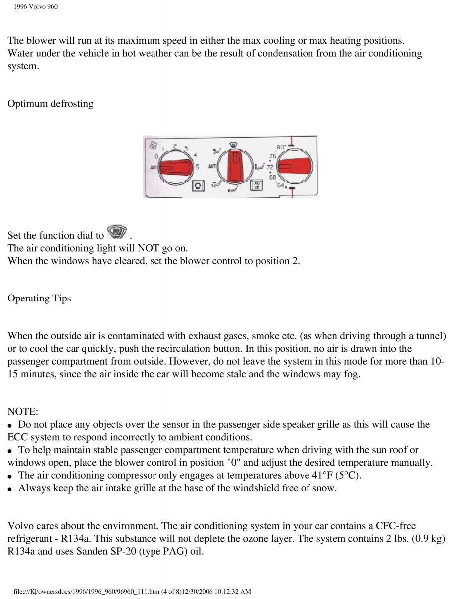 Volvo 960 owners manual / page 20