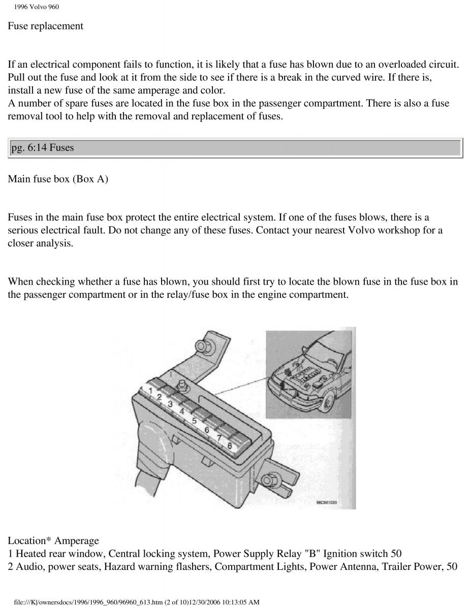 Volvo 960 owners manual / page 200