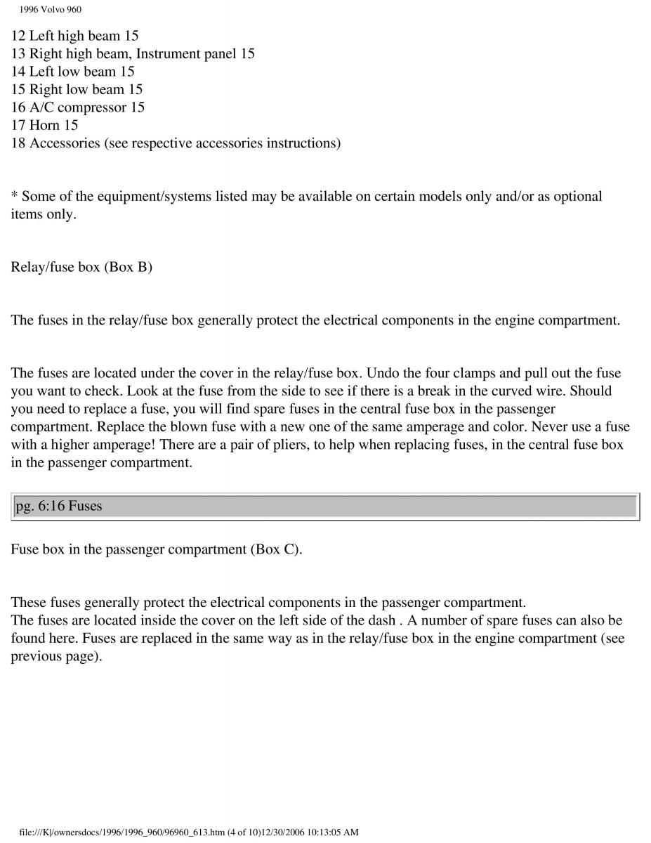 Volvo 960 owners manual / page 202