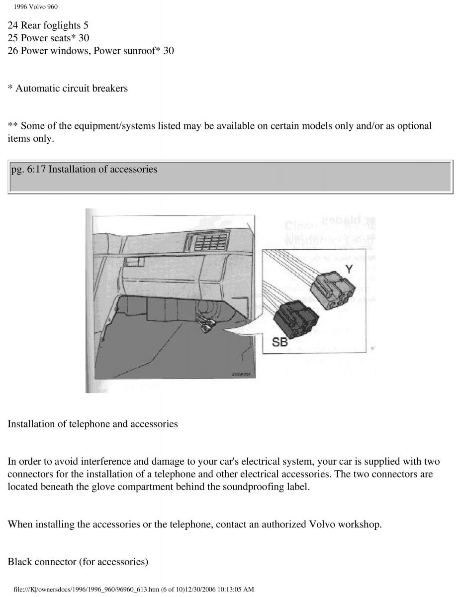 Volvo 960 owners manual / page 204