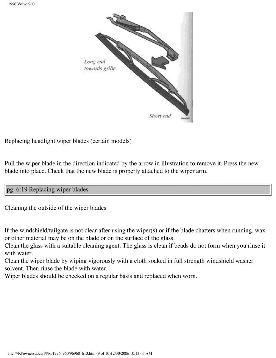 Volvo 960 owners manual / page 207