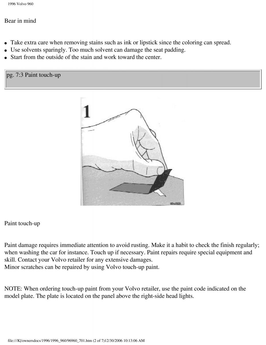 Volvo 960 owners manual / page 210