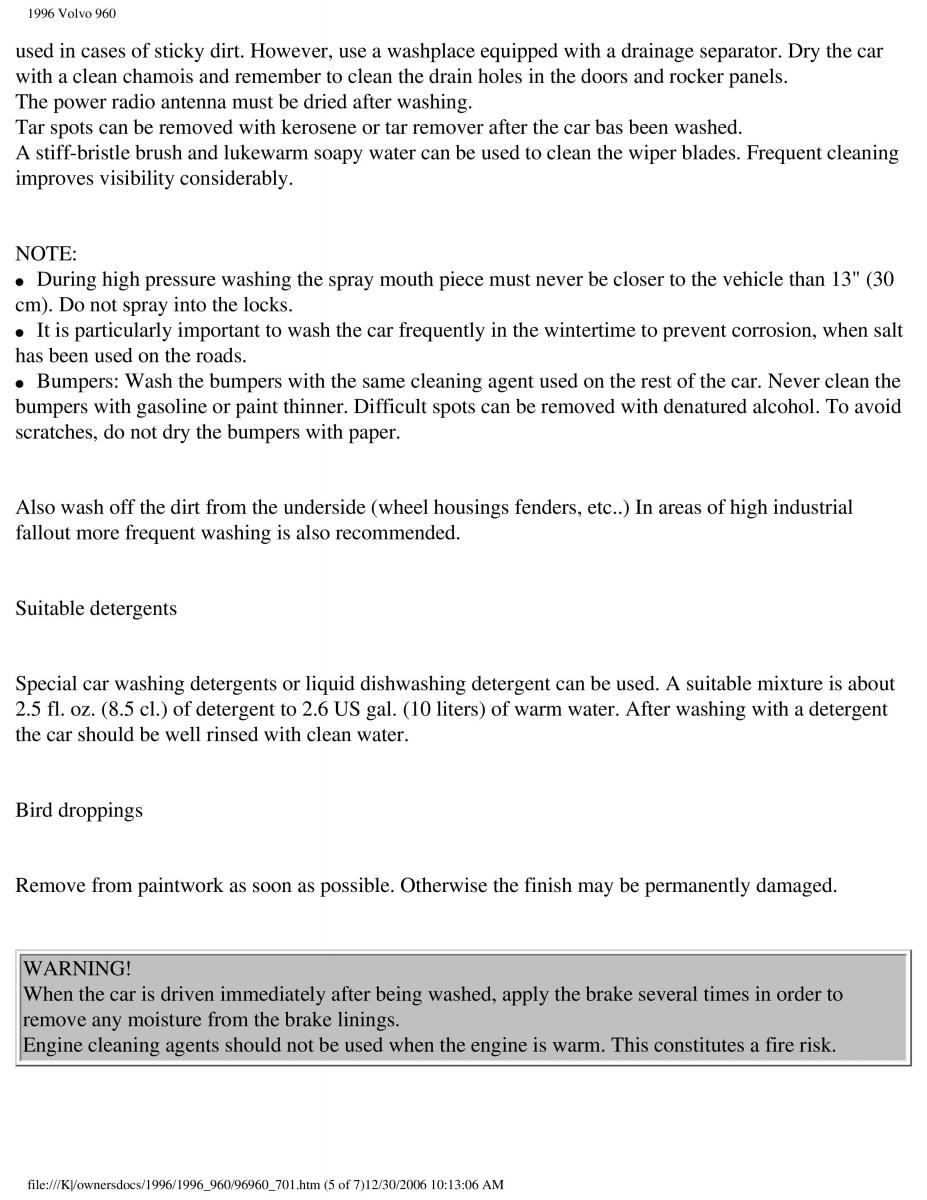 Volvo 960 owners manual / page 213