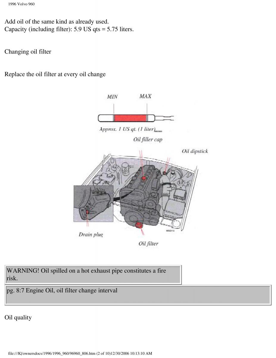 Volvo 960 owners manual / page 224