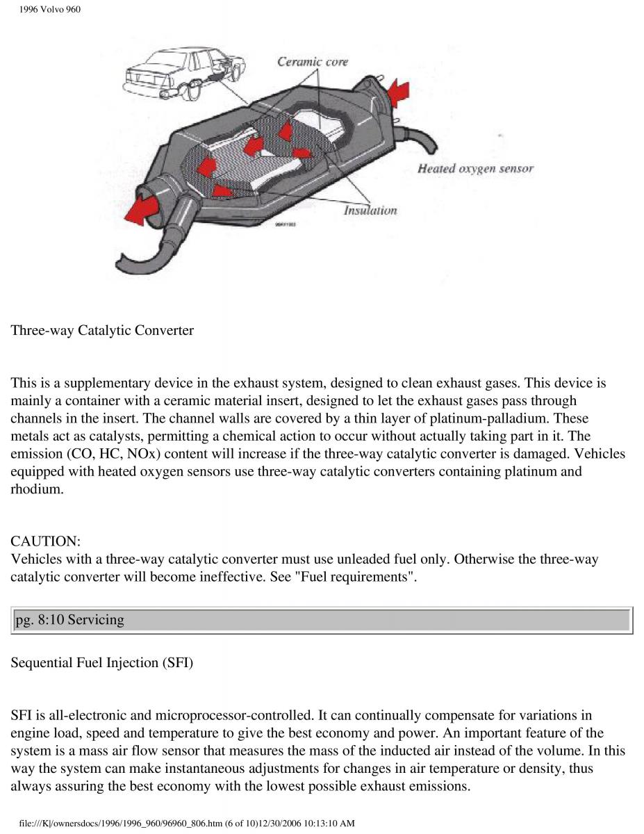 Volvo 960 owners manual / page 228