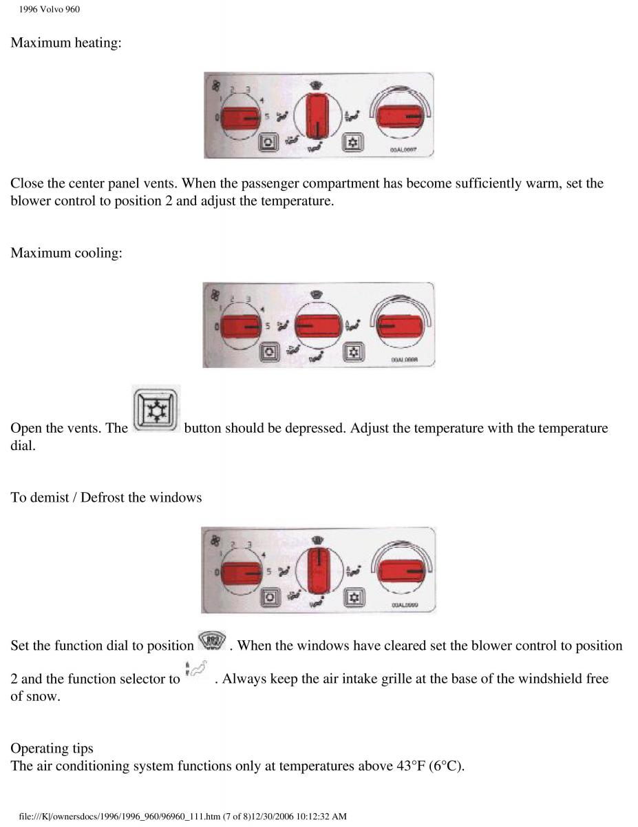 Volvo 960 owners manual / page 23