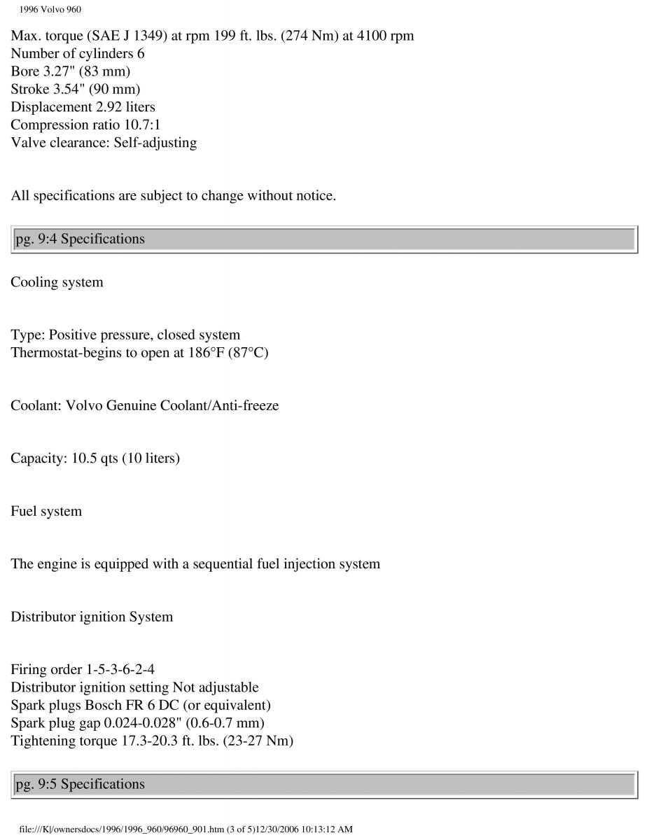 Volvo 960 owners manual / page 242