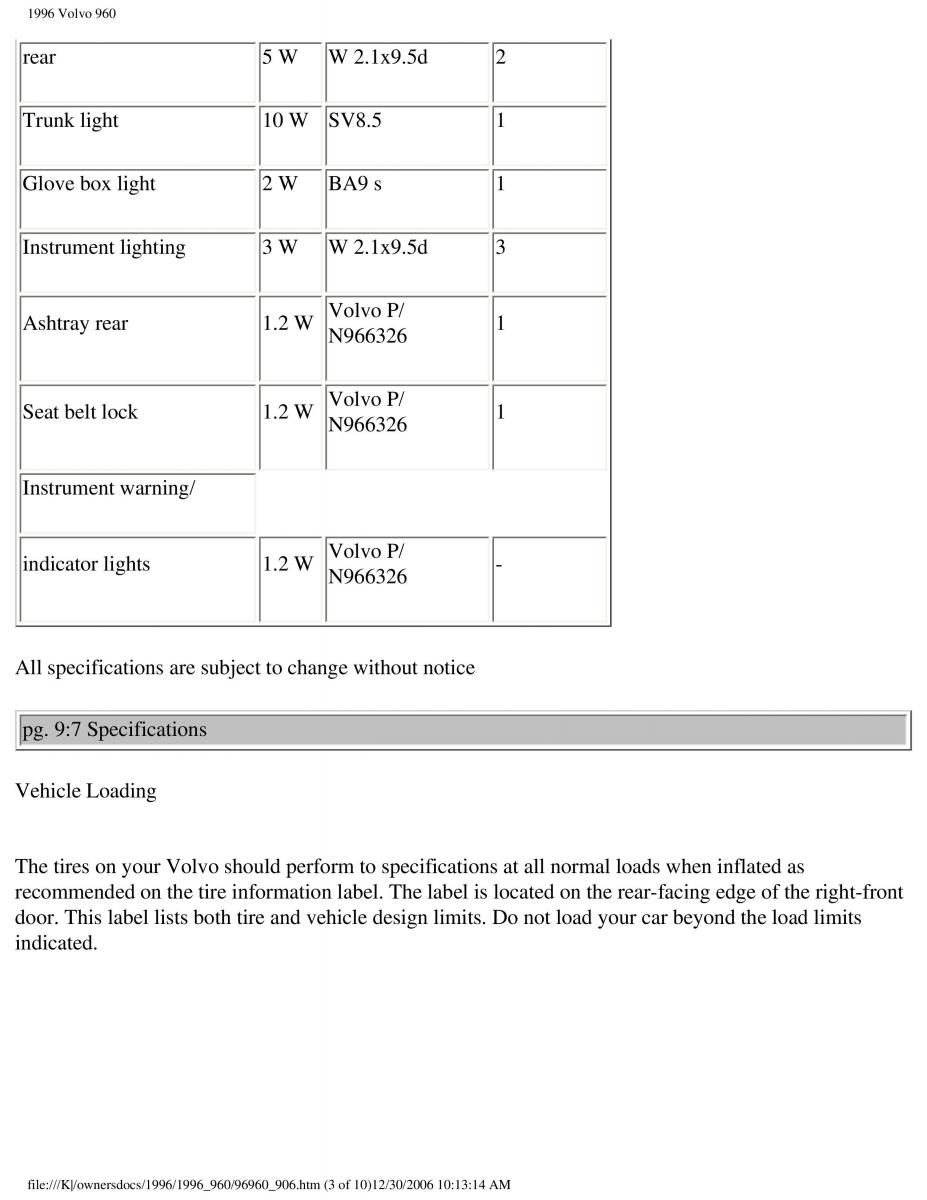 Volvo 960 owners manual / page 247