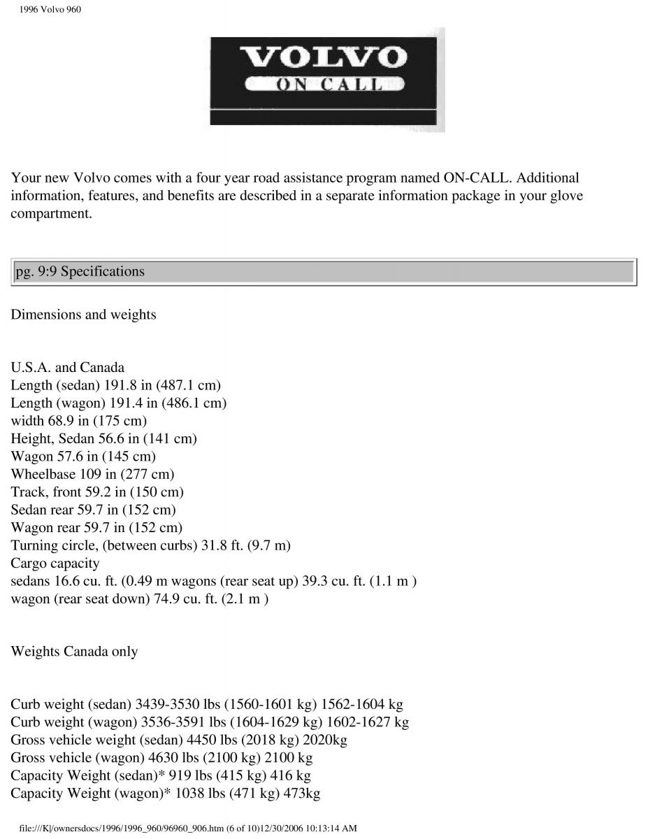 Volvo 960 owners manual / page 250