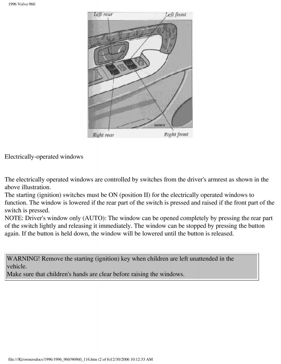 Volvo 960 owners manual / page 26