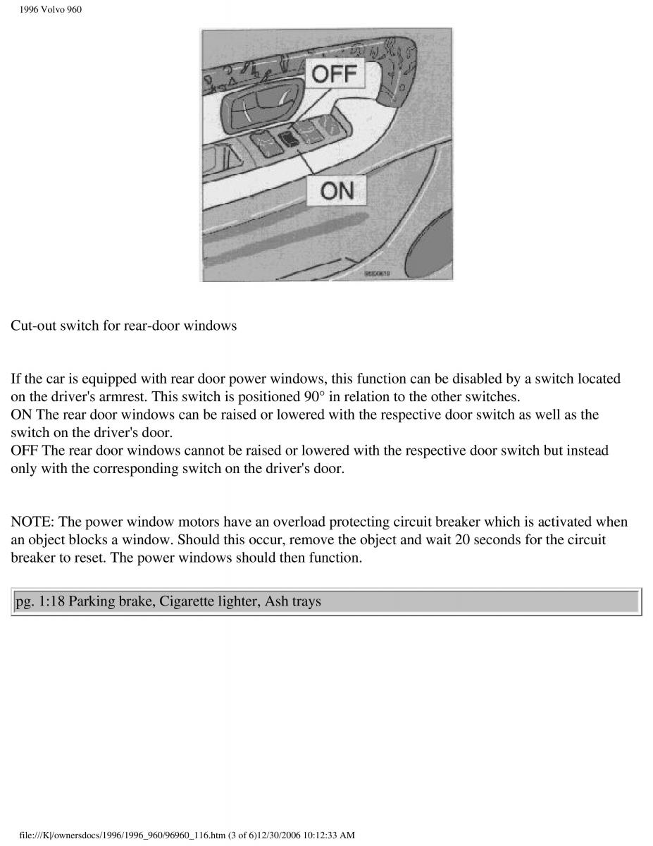 Volvo 960 owners manual / page 27