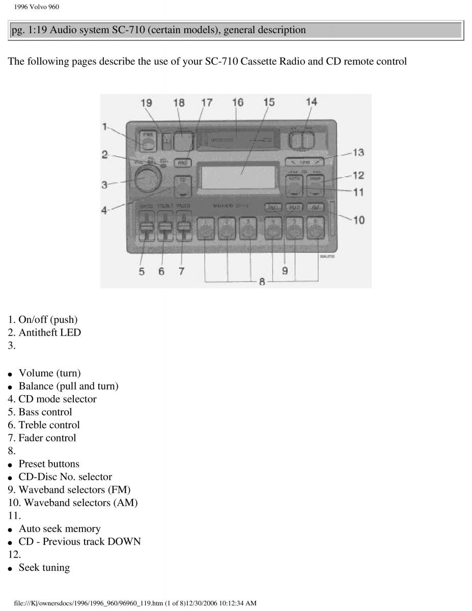 Volvo 960 owners manual / page 31