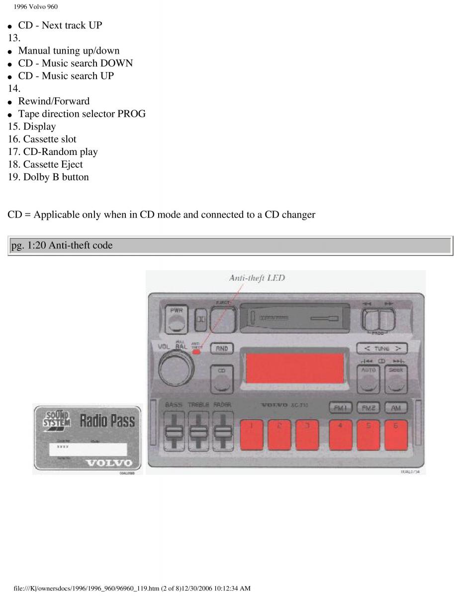 Volvo 960 owners manual / page 32