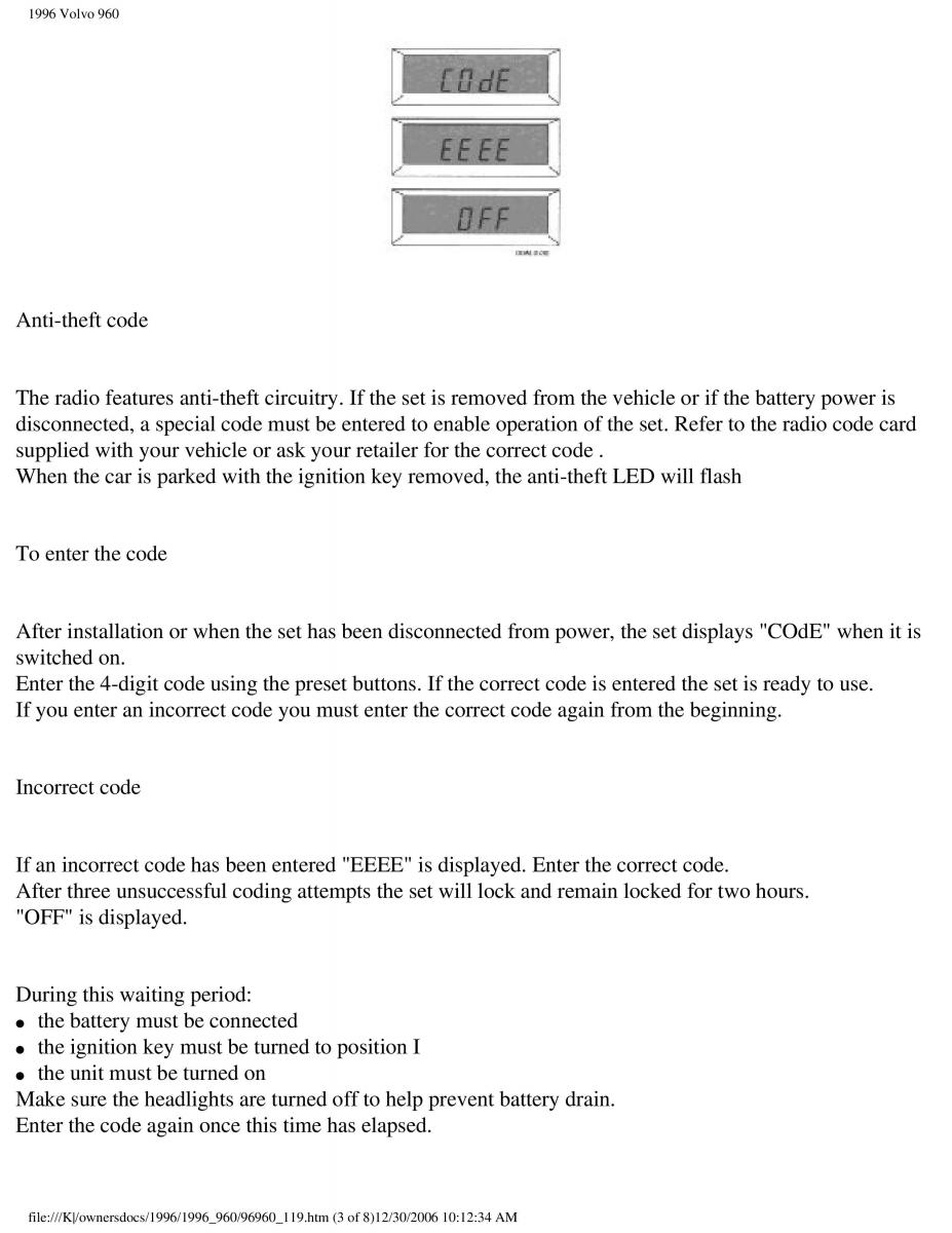 Volvo 960 owners manual / page 33