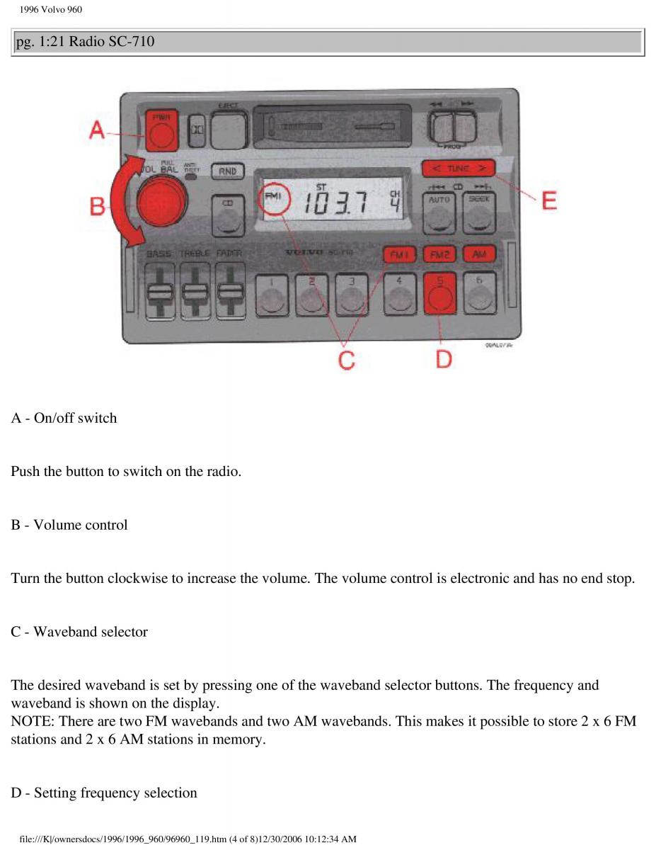 Volvo 960 owners manual / page 34