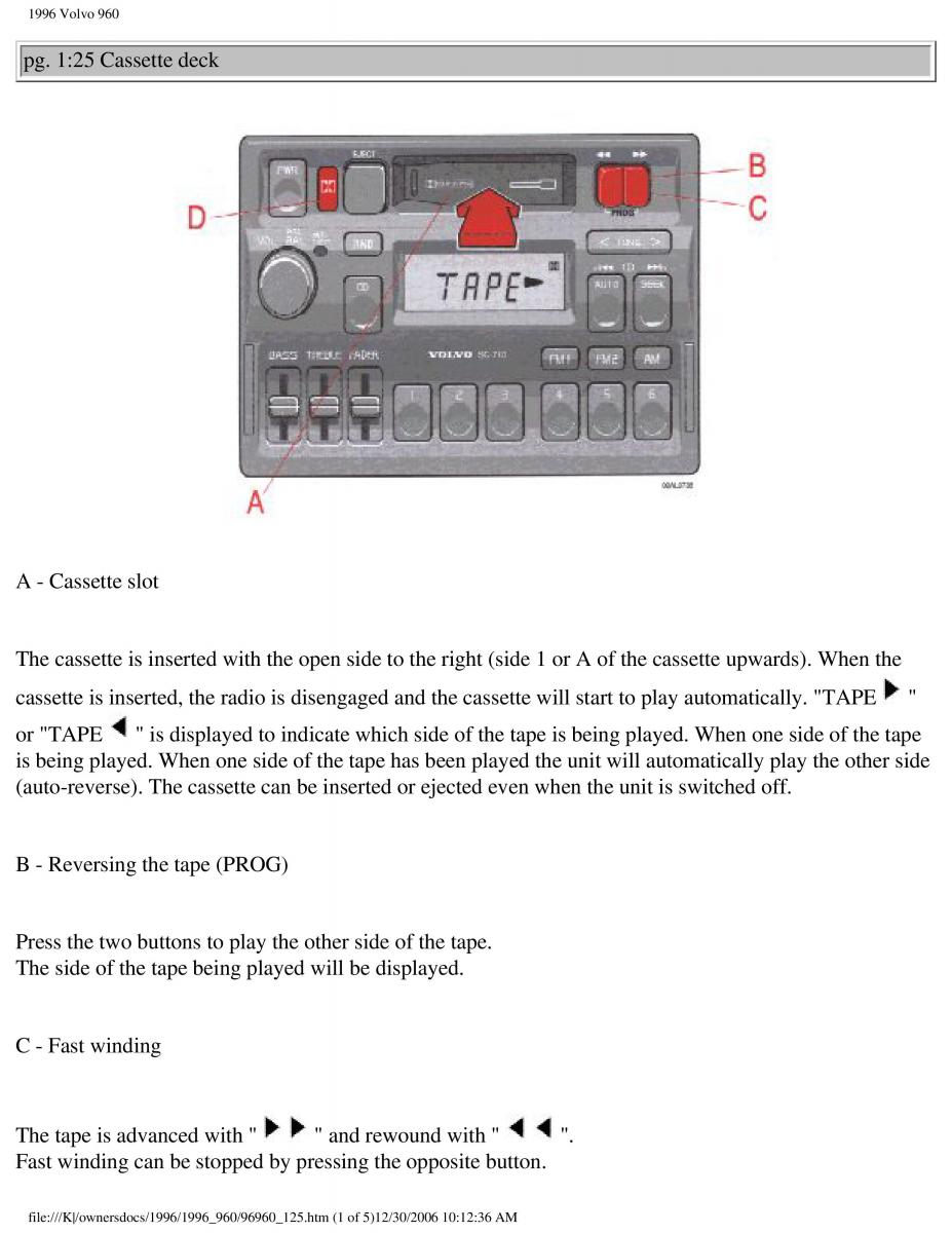 Volvo 960 owners manual / page 39