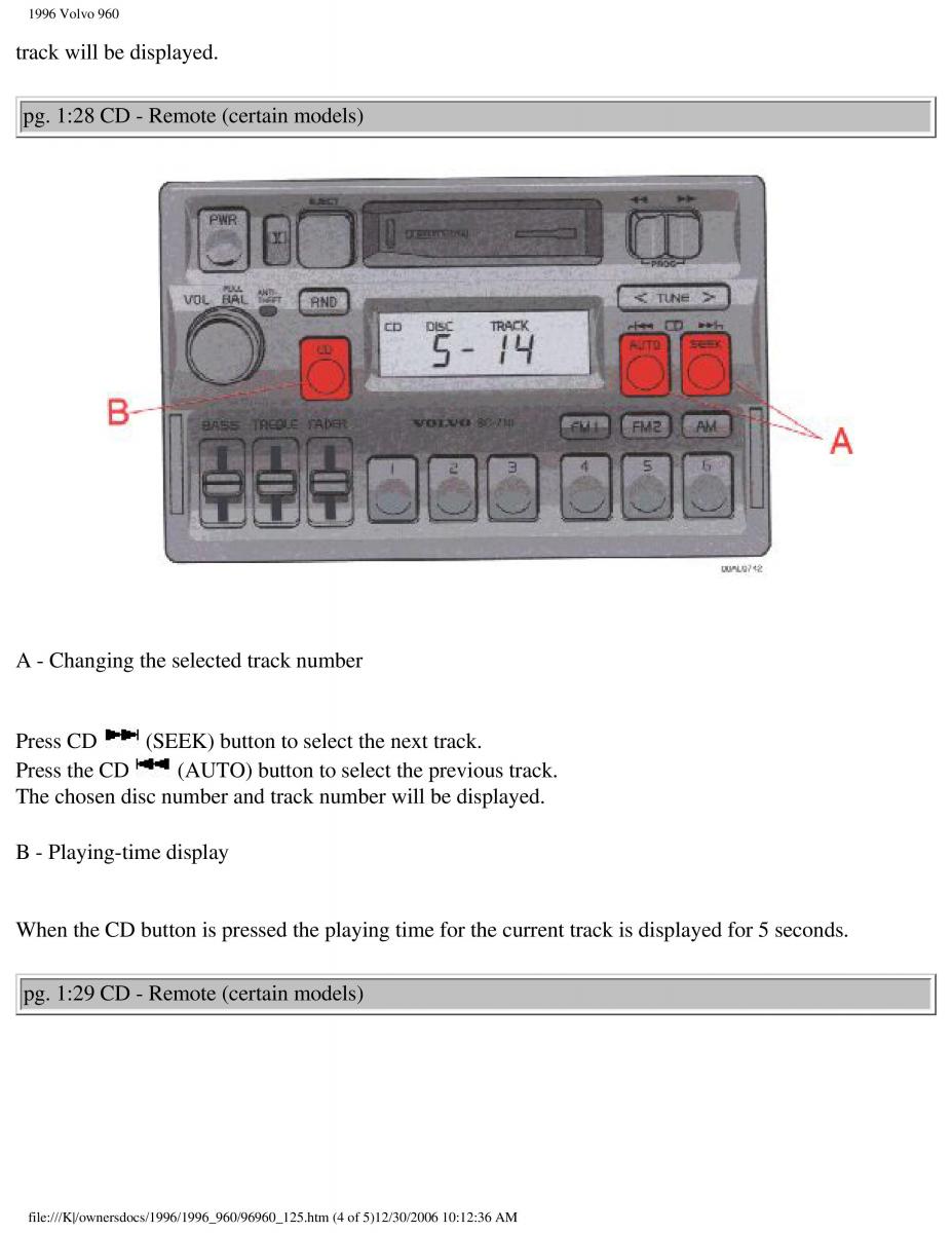 Volvo 960 owners manual / page 42