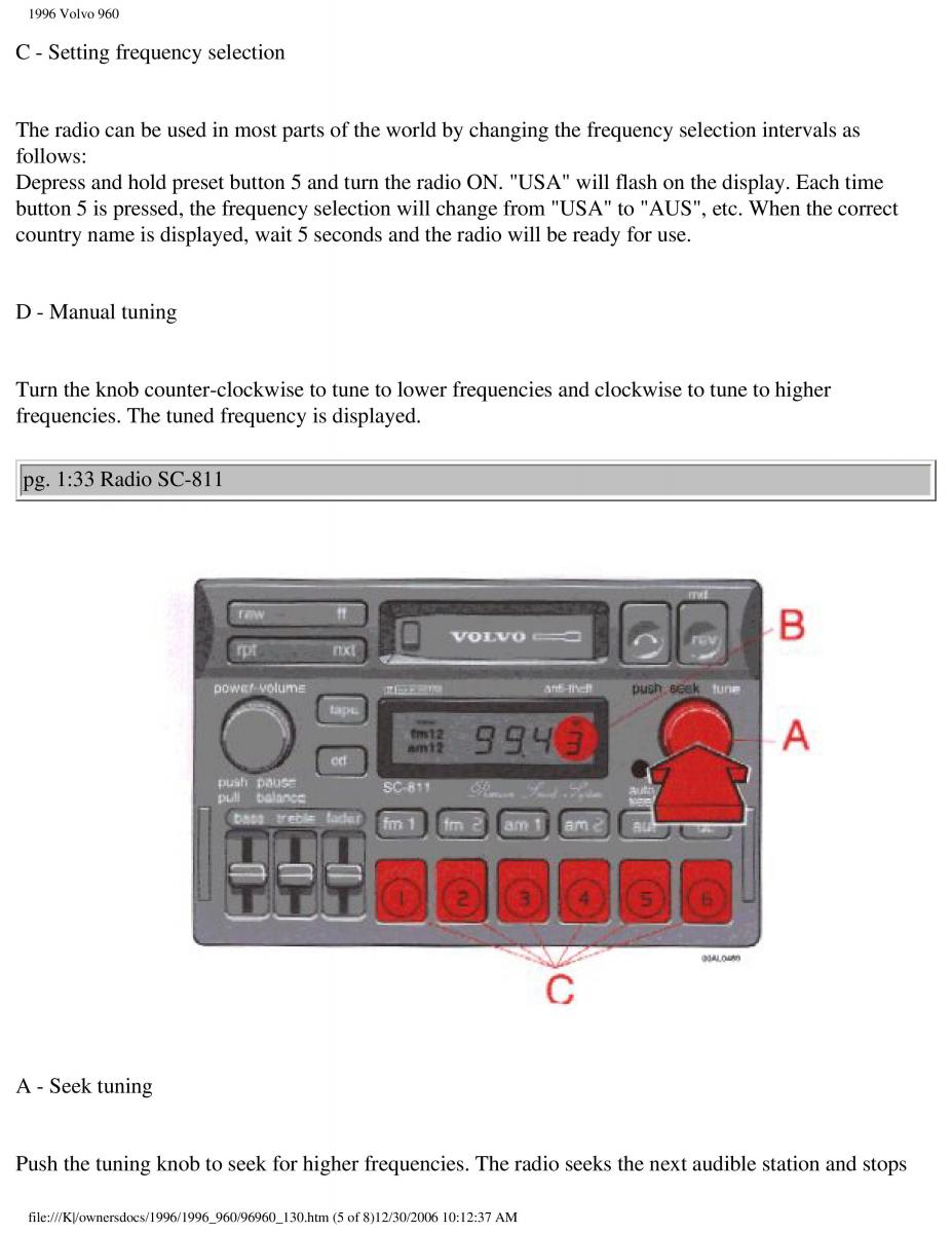 Volvo 960 owners manual / page 48