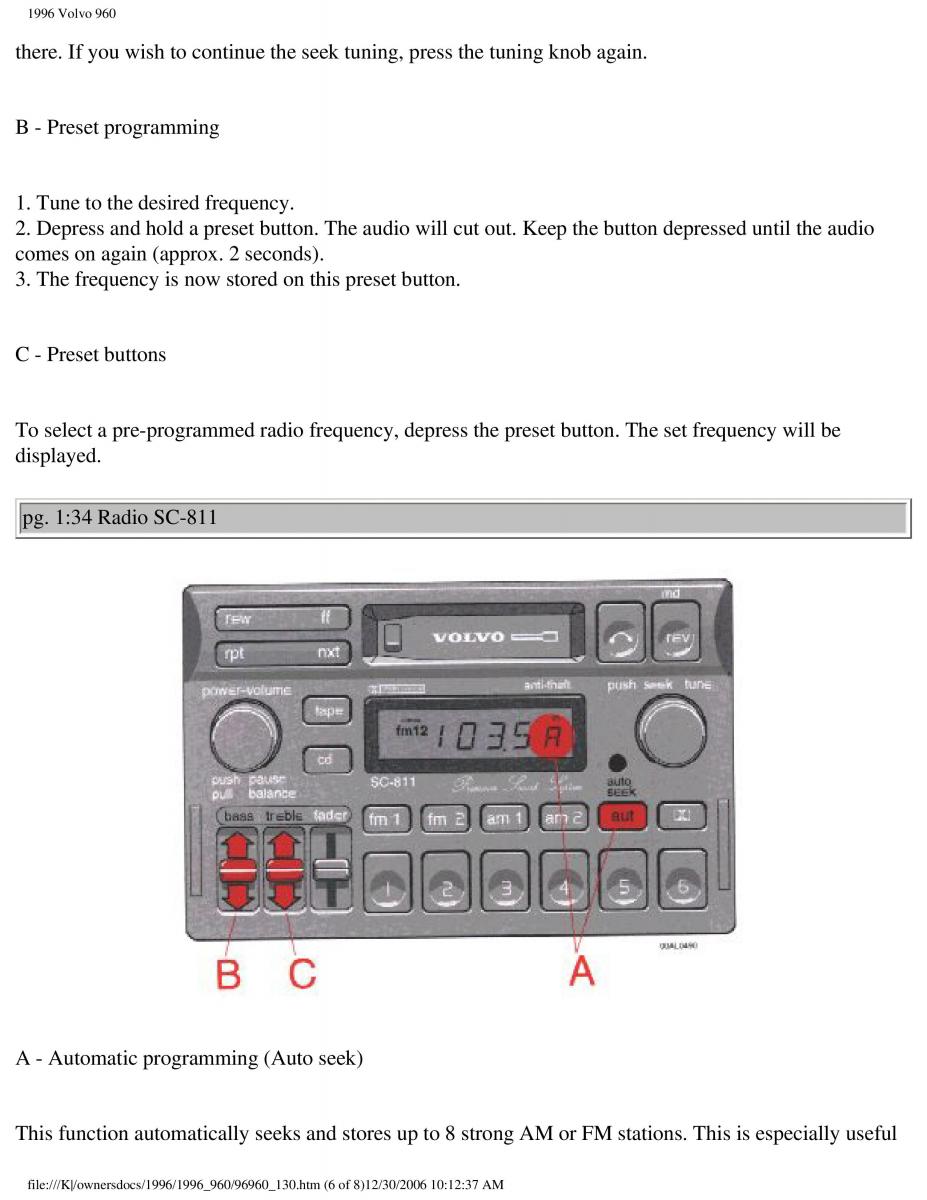 Volvo 960 owners manual / page 49